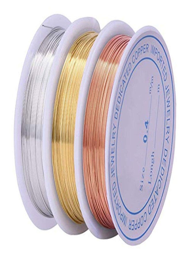 دي آي واي كرافتس مجموعة من 3 لفات من أسلاك الخرز النحاسية المتنوعة الألوان (من 1 إلى 10 ألوان) مقاس 26 (0.4 مم)، مقاومة للصدأ، لصنع المجوهرات والخرز. - Image 1